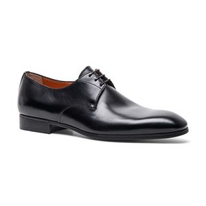 MEN'S POLISHED BLACK LEATHER DERBY SHOE
